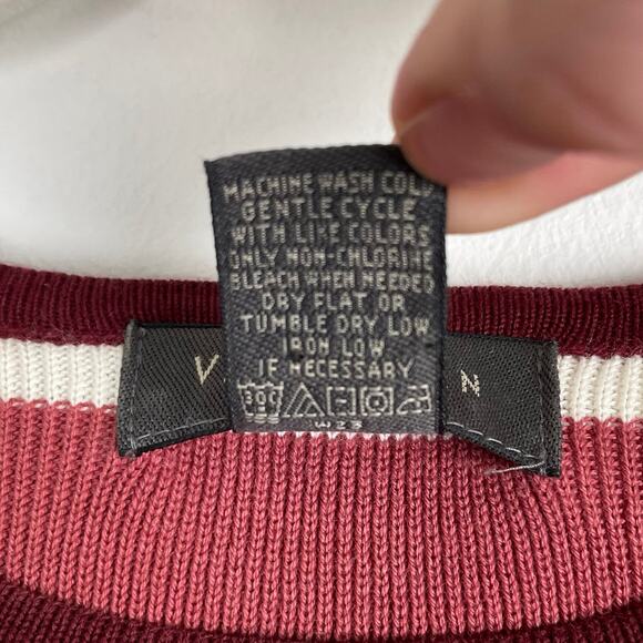 y2k Vintage Van Heusen Striped Sweater Long Sleeve Knit Top Pink Tan Cotton - Picture 12 of 12